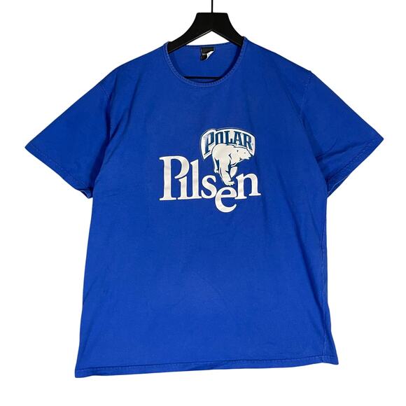Men's Polar Pilsen Graphic T-Shirt Blue‎ Short Sleeve Casual Vintage XL - Picture 1 of 6